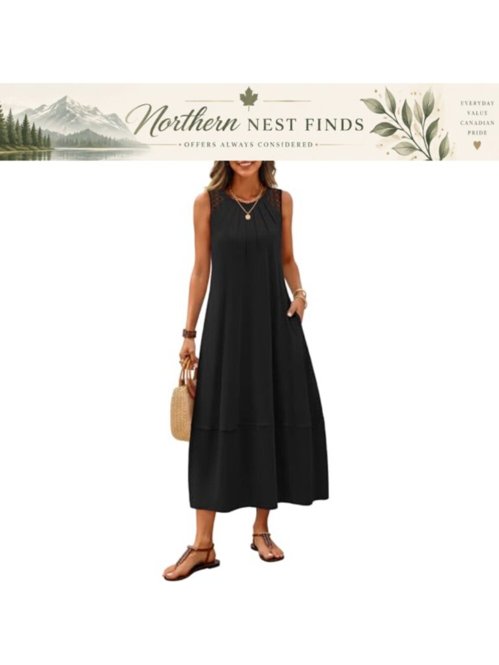 Women Boho Maxi Dress Pleated Lace Hollow Out Sleeveless Beach Sundress